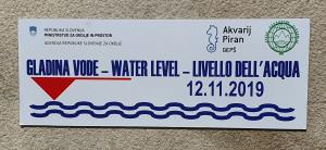 Oznaka visoke gladine morja na pirnaskem Akvariju